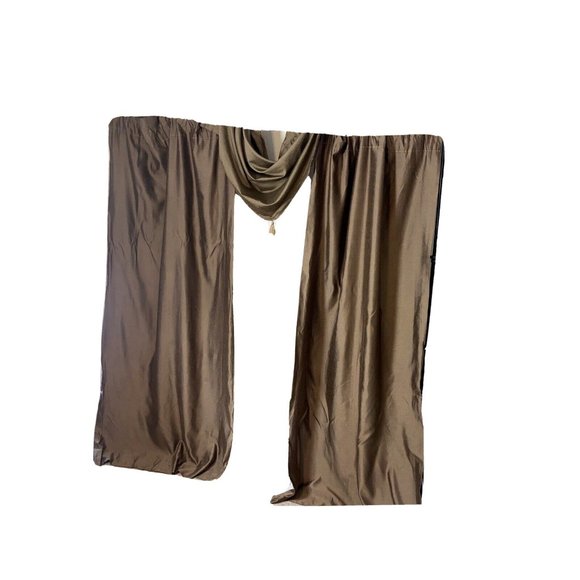 Vintage Set 12 Curtains Drapes Brown JC Penney Brown Long Rare Window Treatments - Picture 7 of 8